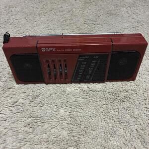 GPX AM/FM Stereo 1980 Radio Red Portable BOOMBOX Receiver Model A270 Vtg Tested
